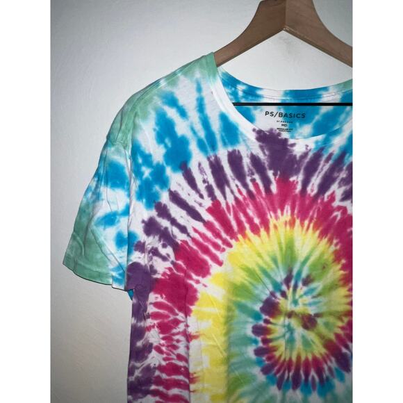 Basics Rainbow Spiral Tie Dye Shirt Pacsun PS Short Sleeve Y2K 2000s Medium - Picture 2 of 8